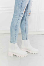 MMShoes Work For It Matte Lug Sole Chelsea Boots in White - Ladyez