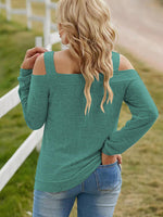 Full Size Cutout Cold Shoulder Blouse - Ladyez