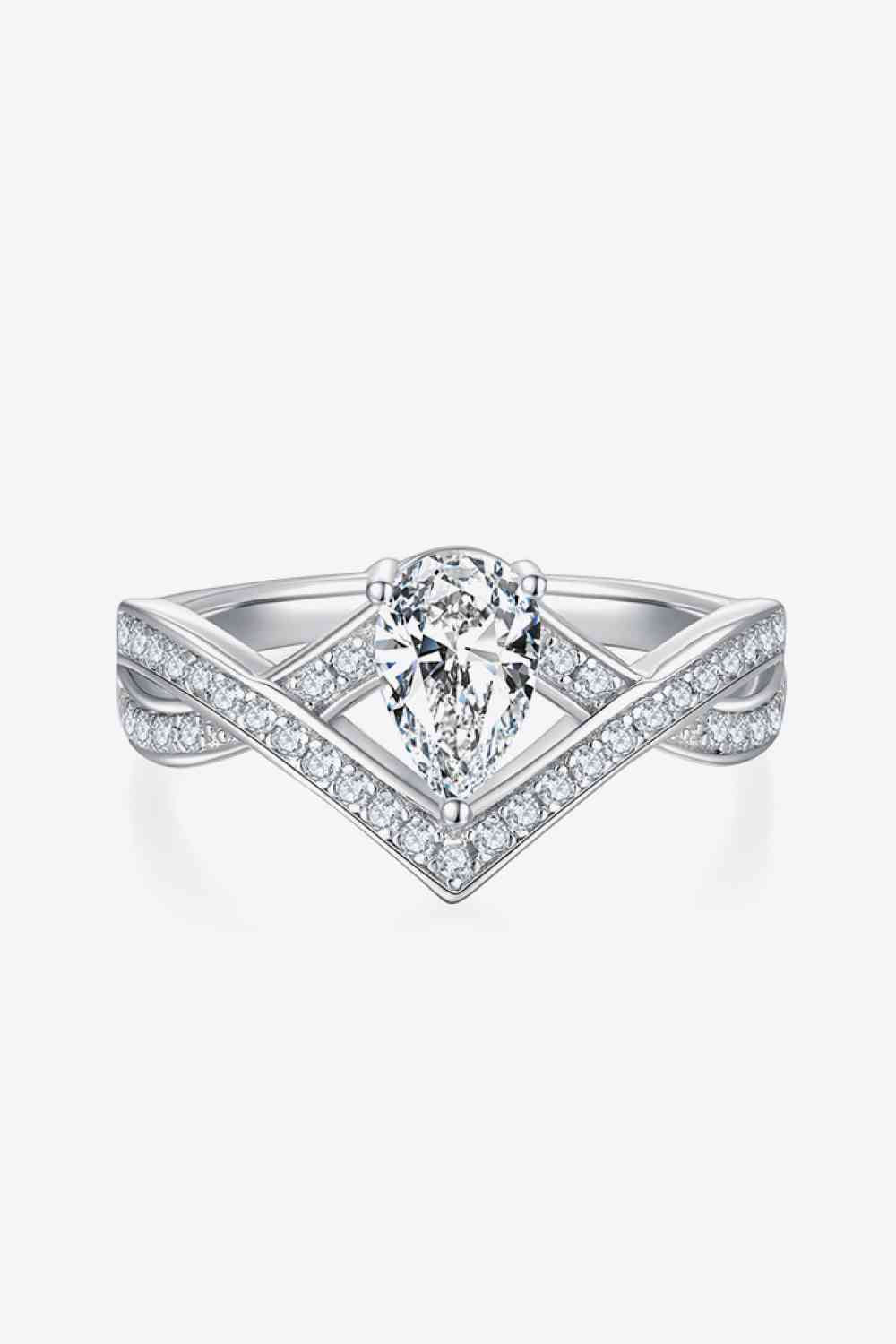 1 Carat Moissanite Teardrop 925 Sterling Silver Ring - Ladyez