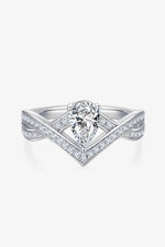 1 Carat Moissanite Teardrop 925 Sterling Silver Ring - Ladyez