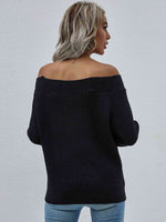 Double Take Off-Shoulder Rib-Knit Sweater - Ladyez