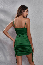 Ruched Cowl Neck Spaghetti Strap Dress - Ladyez