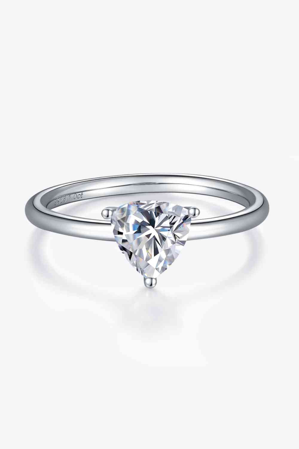 1 Carat Moissanite 925 Sterling Silver Solitaire Ring - Ladyez