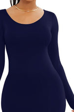 Round Neck Long Sleeve Maxi Wrap Dress - Ladyez