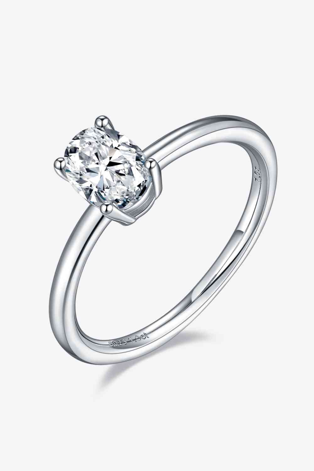 1 Carat Moissanite 925 Sterling Silver Solitaire Ring - Ladyez
