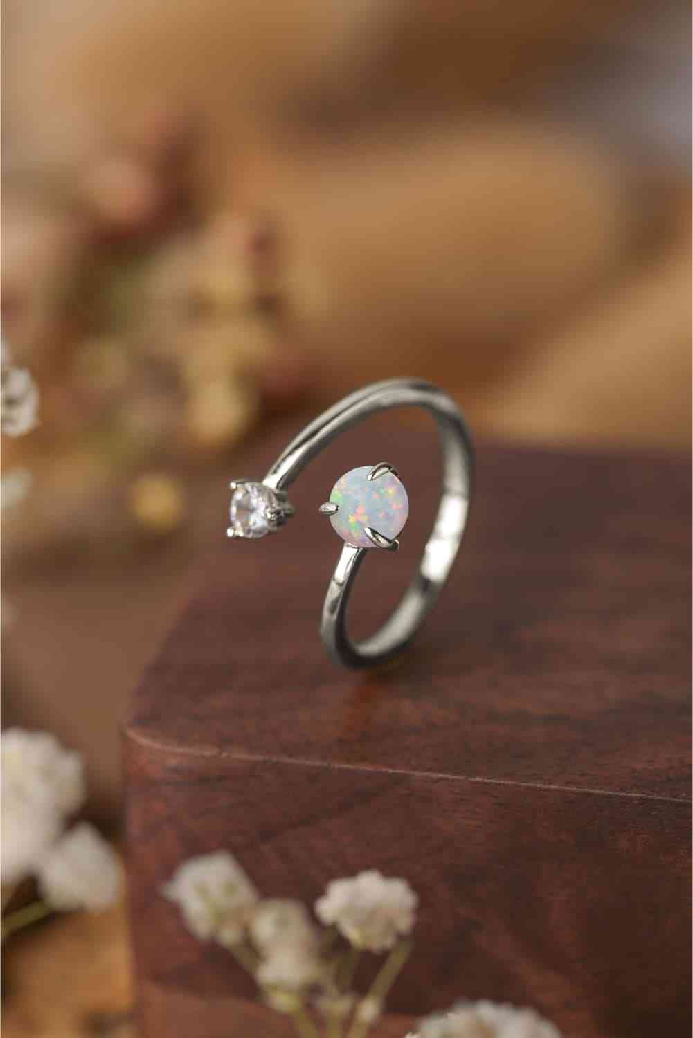 Opal 925 Sterling Silver Bypass Ring - Ladyez