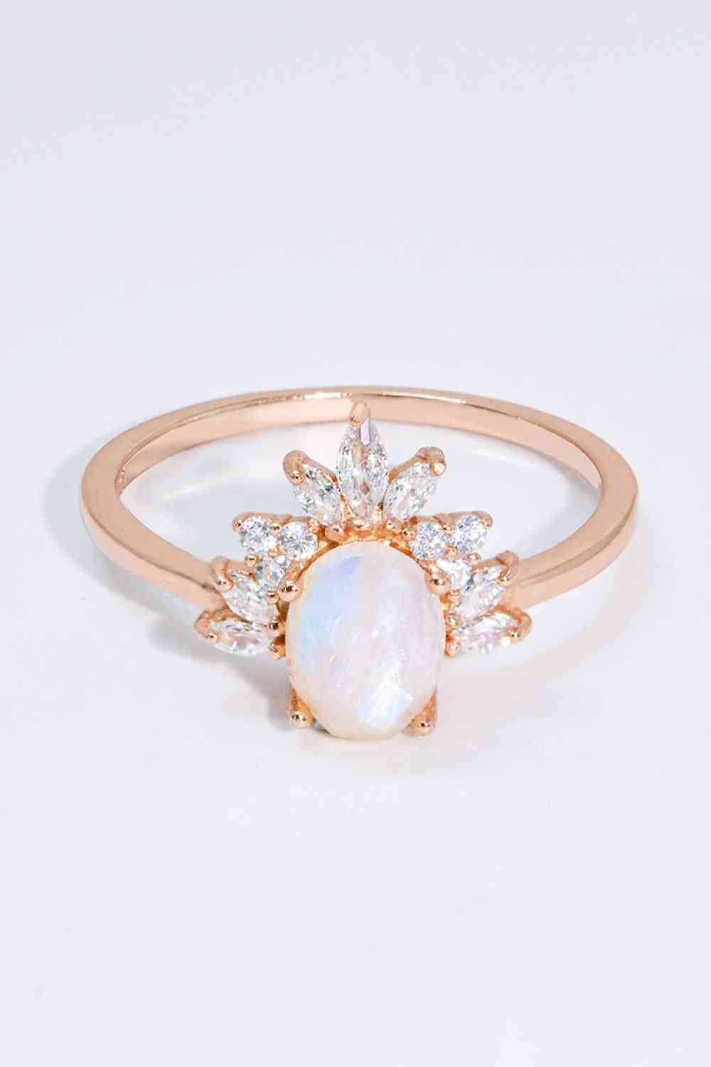 18K Rose Gold-Plated Natural Moonstone Ring - Ladyez