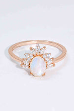18K Rose Gold-Plated Natural Moonstone Ring - Ladyez