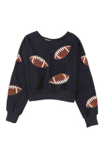 Sequin Football Patch Open Back Sweatshirt - Ladyez