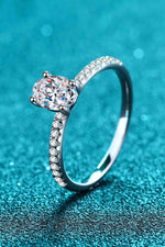 925 Sterling Silver Inlaid 1 Carat Moissanite Ring - Ladyez