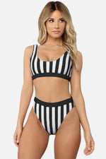 Striped Tank High Waist Bikini - Ladyez