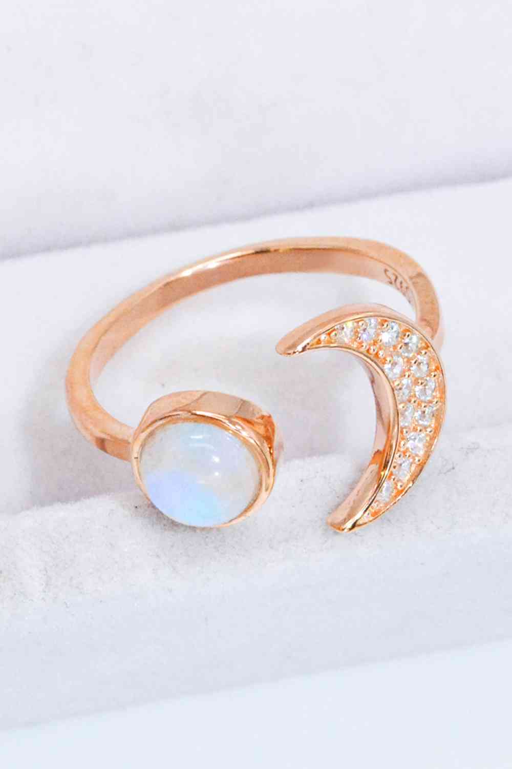 Natural Moonstone and Zircon Sun & Moon Open Ring - Ladyez