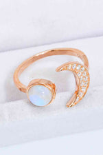 Natural Moonstone and Zircon Sun & Moon Open Ring - Ladyez