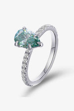 1.5 Carat Teardrop Shape Moissanite 925 Sterling Silver Ring - Ladyez
