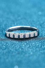 Moissanite Rhodium-Plated Half-Eternity Ring - Ladyez