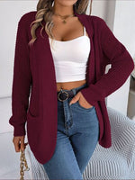 Open Front Long Sleeve Cardigan with Pockets - Ladyez