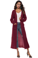 Long Sleeve Open Front Buttoned Cardigan - Ladyez