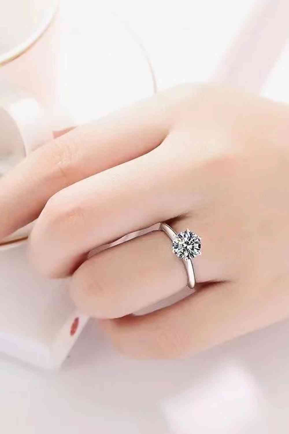 Adored 925 Sterling Silver 3 Carat Moissanite 6-Prong Ring - Ladyez