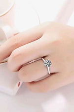 Adored 925 Sterling Silver 3 Carat Moissanite 6-Prong Ring - Ladyez
