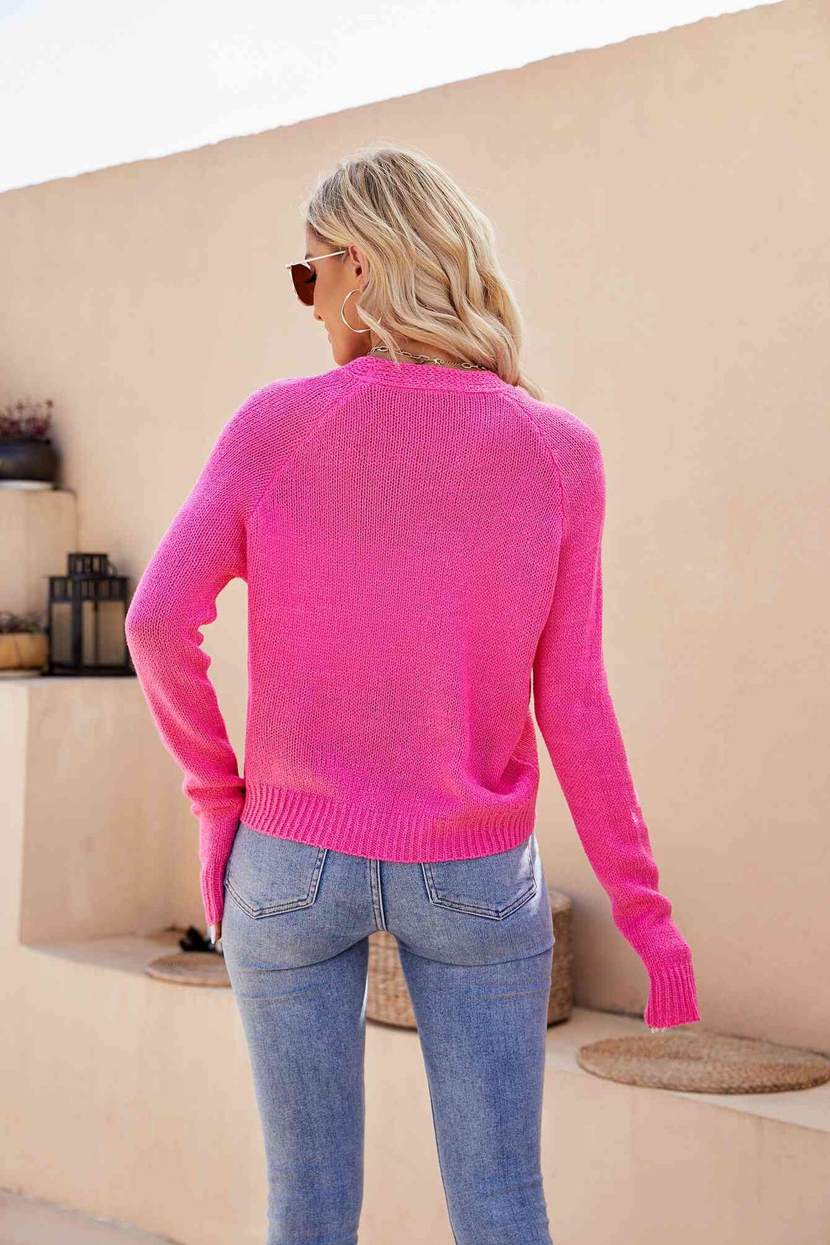 Raglan Sleeve Button Front Cardigan - Ladyez