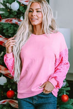Sequin Round Neck Dropped Shoulder Sweatshirt - Ladyez