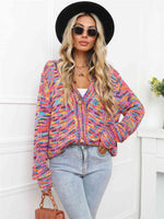 V-Neck Long Sleeve Cardigan - Ladyez