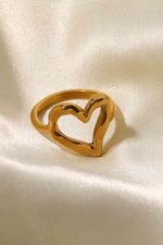 18K Gold Plated Heart-Shaped Ring - Ladyez