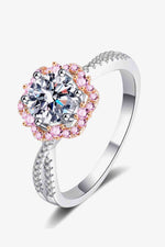 1 Carat Moissanite Flower-Shaped Crisscross Ring - Ladyez