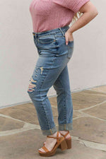 Judy Blue Macy Full Size Mid Rise Boyfriend Jeans - Ladyez