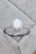 Opal 925 Sterling Silver Halo Ring - Ladyez