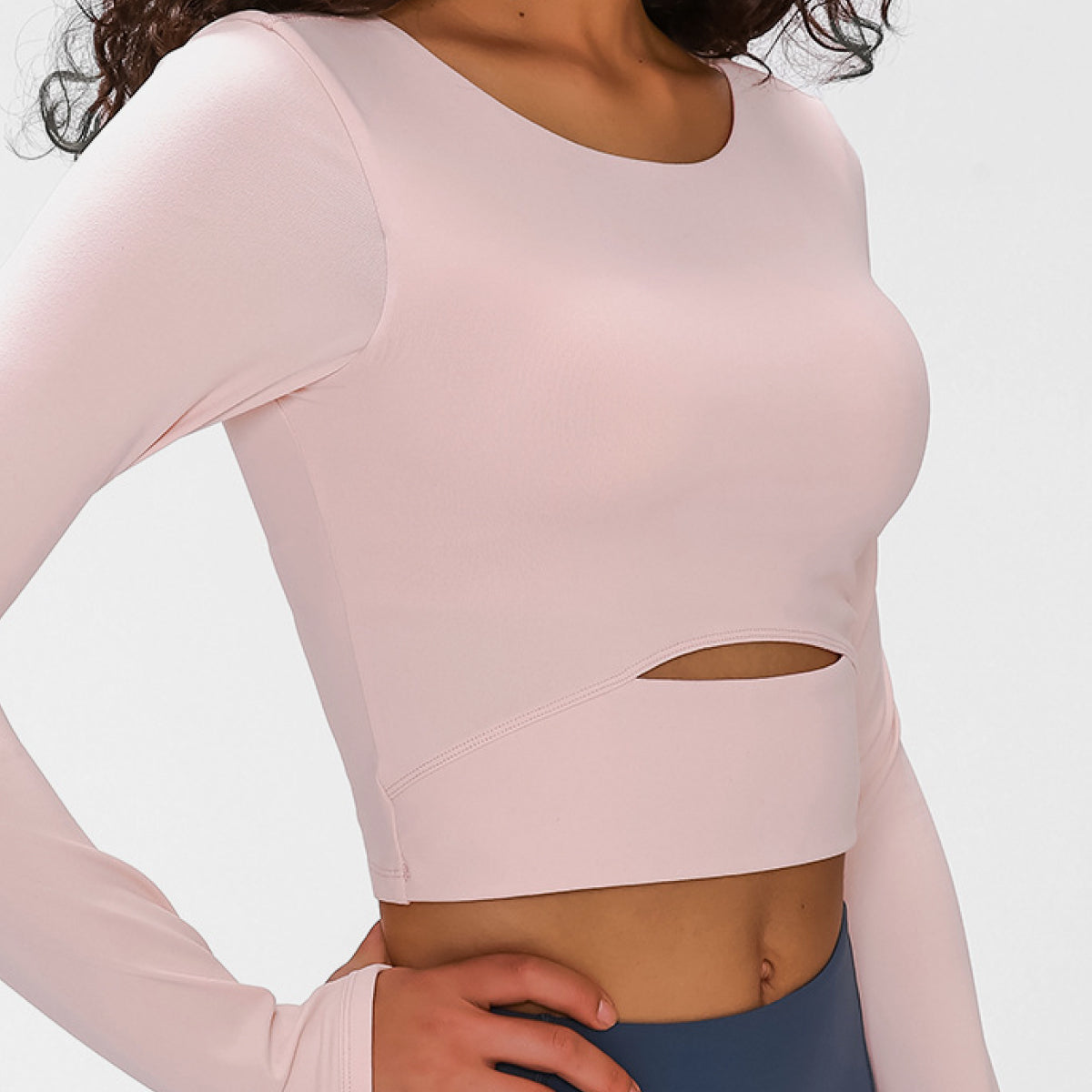 Long Sleeve Cropped Top With Sports Strap - Ladyez