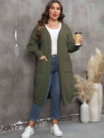 Plus Size Long Sleeve Pocketed Cardigan - Ladyez