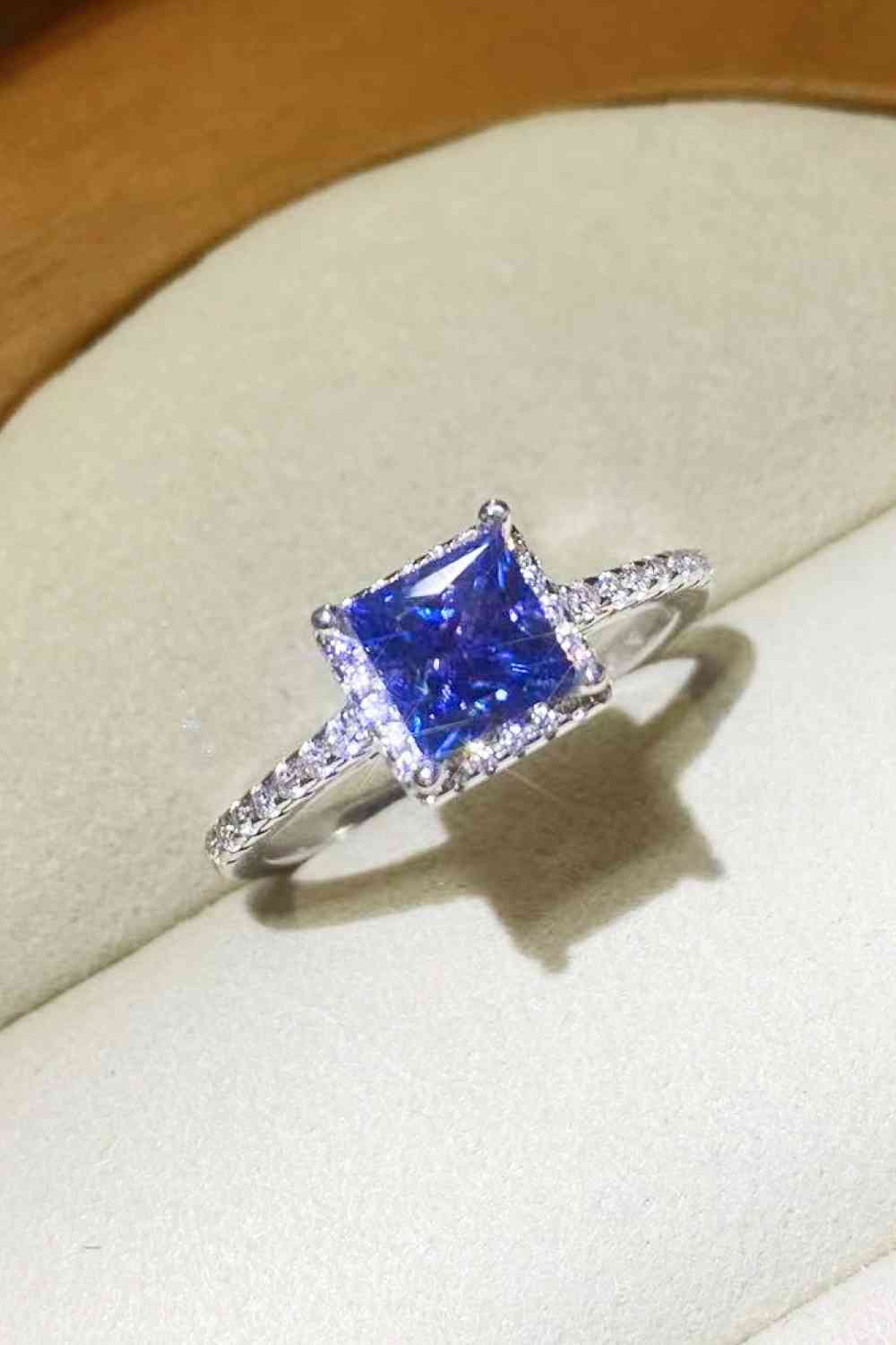 1 Carat Moissanite 925 Sterling Silver Square Ring - Ladyez