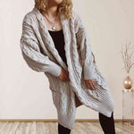 Cable-Knit Open Front Dropped Shoulder Cardigan - Ladyez