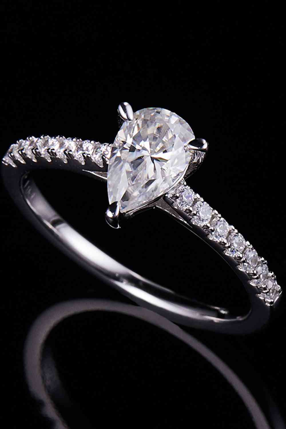 1 Carat Moissanite 925 Sterling Silver Side Stone Ring - Ladyez