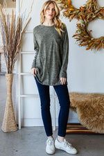 Reborn J Button Side Round Neck Long Sleeve T-Shirt - Ladyez