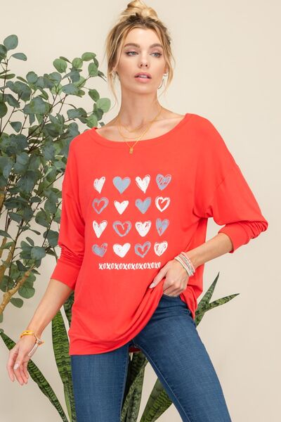 Celeste Full Size Heart Graphic Long Sleeve T-Shirt - Ladyez