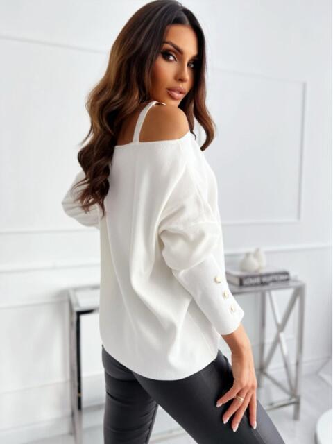 Asymmetrical Neck Buttoned Top - Ladyez