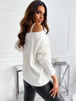 Asymmetrical Neck Buttoned Top - Ladyez