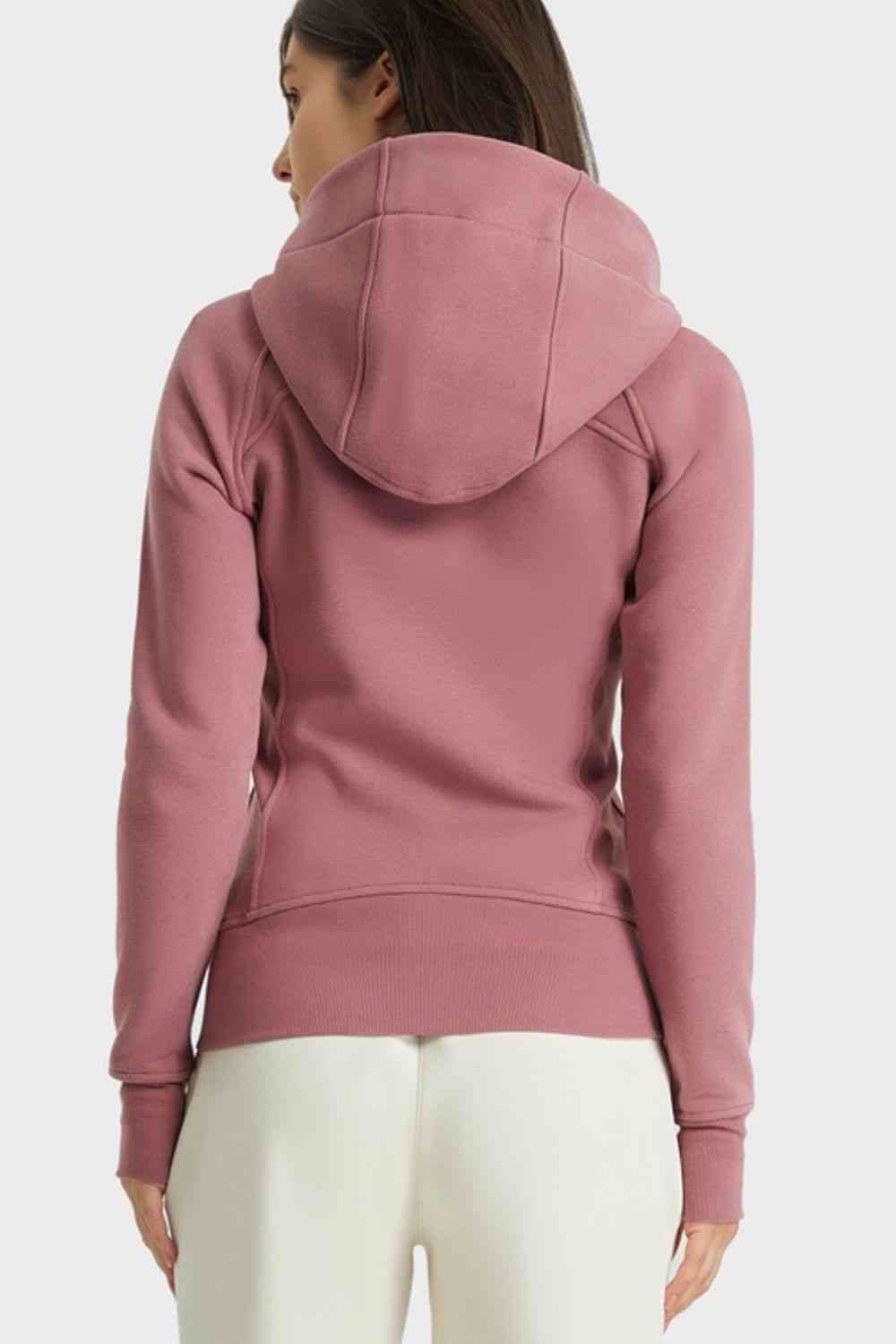 Zip Up Seam Detail Hooded Sports Jacket - Ladyez
