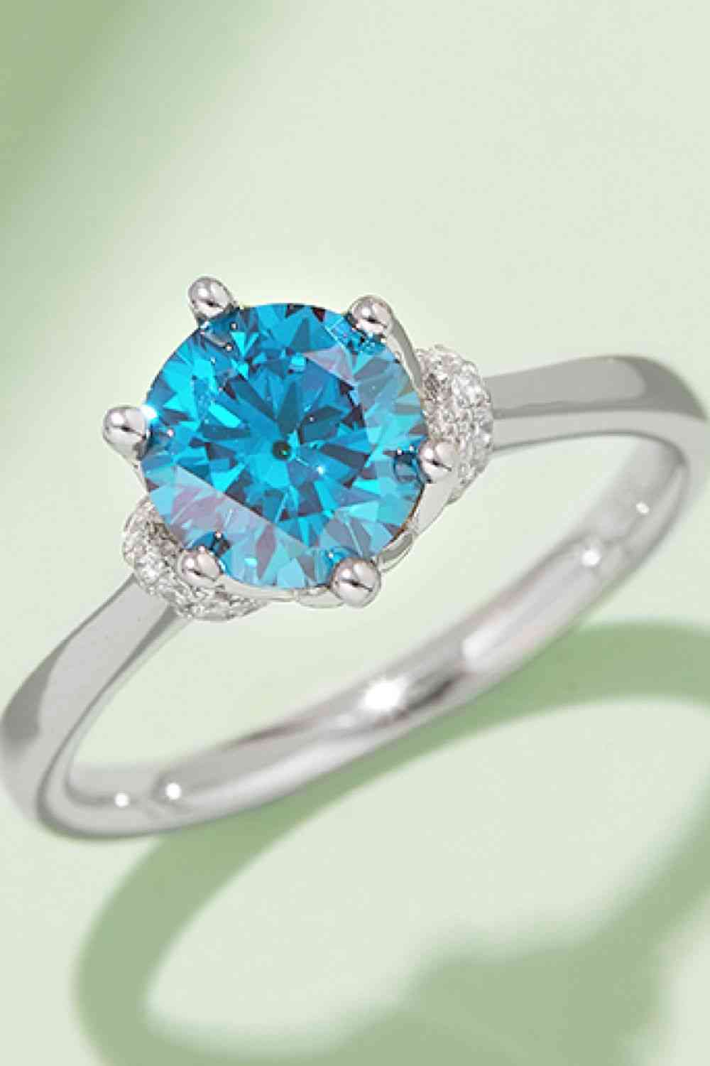 1 Carat Moissanite Contrast 925 Sterling Silver Ring - Ladyez