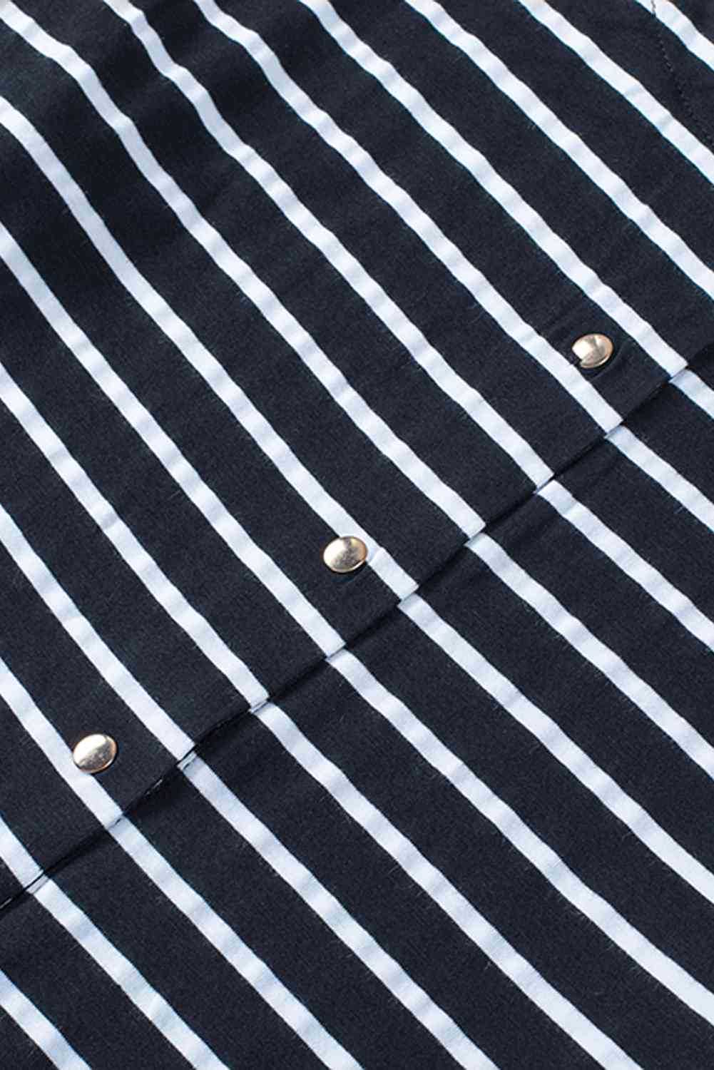 Striped Half Button Frill Trim Top - Ladyez