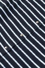 Striped Half Button Frill Trim Top - Ladyez