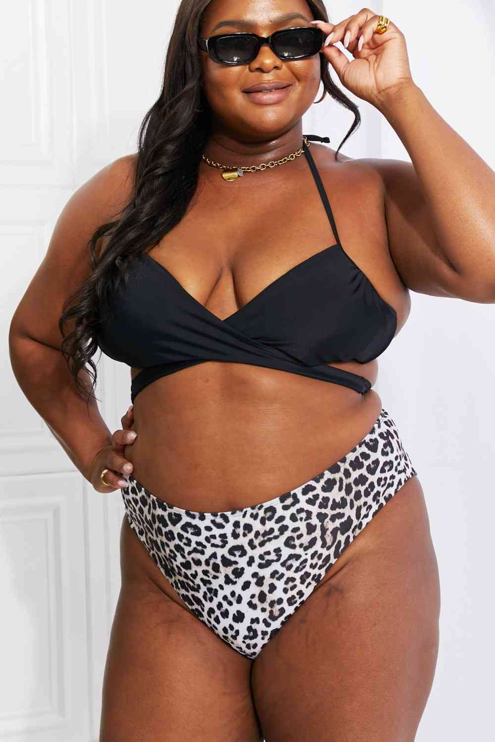 Marina West Swim Summer Splash Halter Bikini Set in Black - Ladyez