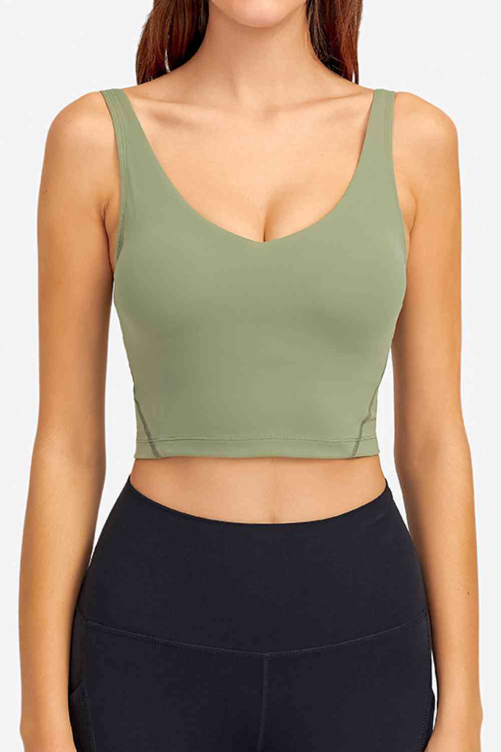 Deep V-Neck Crop Sports Bra - Ladyez