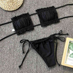 Frill Trim Ruched Bikini Set - Ladyez