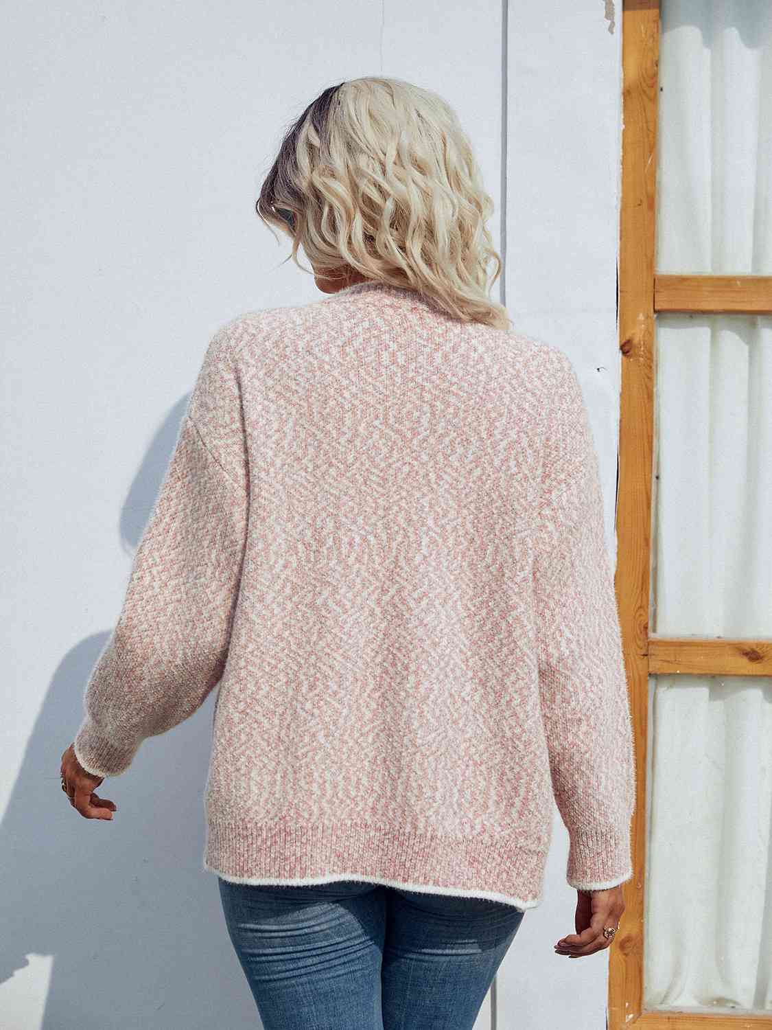 Button Down V-Neck Cardigan with Pockets - Ladyez