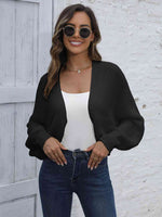 Bat Sleeve Open Front Short Cardigan - Ladyez