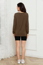 Basic Bae Full Size V-Neck Long Sleeve Top - Ladyez