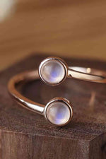 High Quality Natural Moonstone 925 Sterling Silver Toi Et Moi Ring - Ladyez